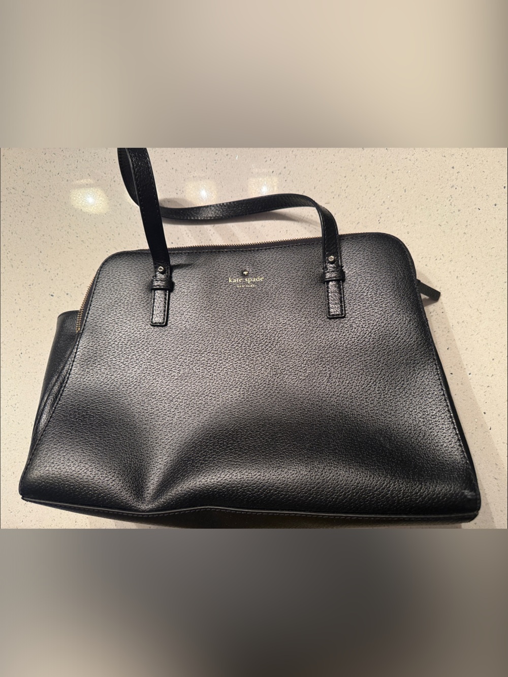 kate spade Black Pebbled Leather Laptop Tote